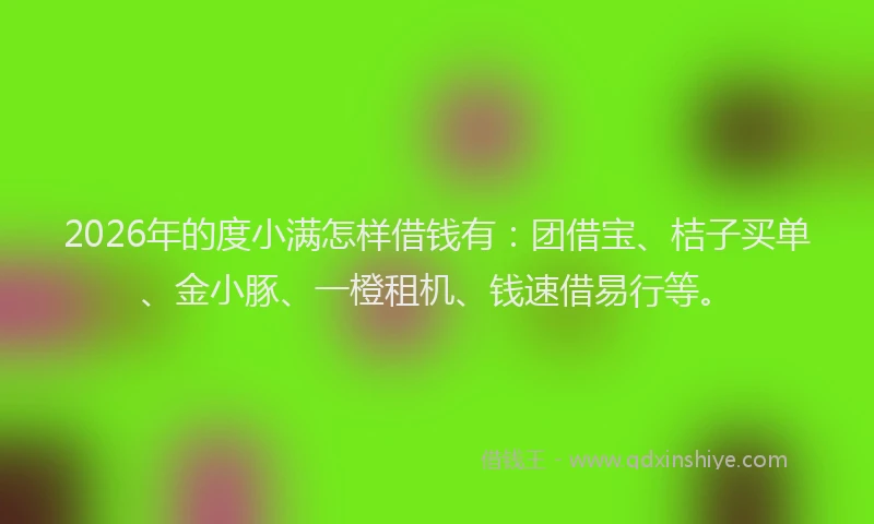 2026年的度小满怎样借钱有：团借宝、桔子买单、金小豚、一橙租机、钱速借易行等。