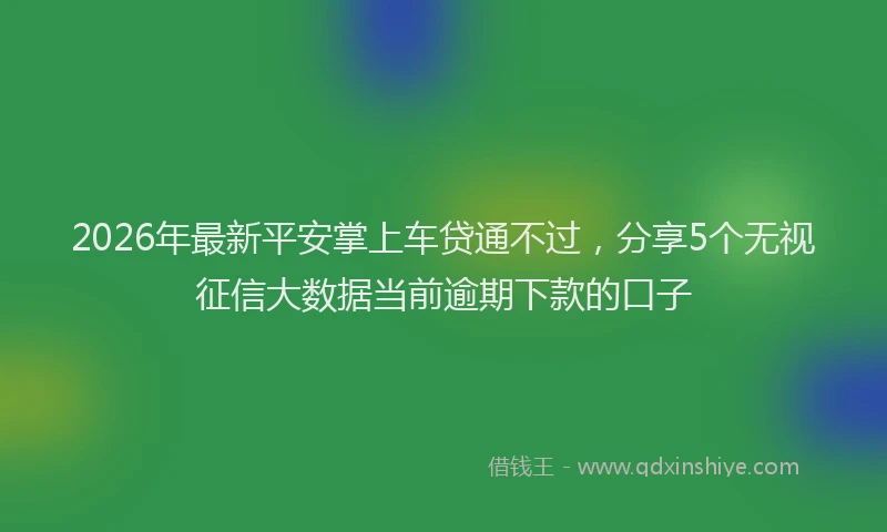 2026年最新平安掌上车贷通不过，分享5个无视征信大数据当前逾期下款的口子