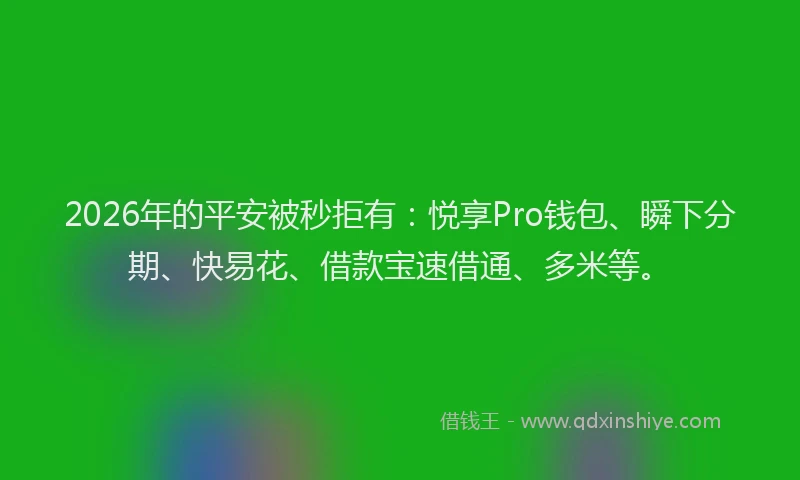 2026年的平安被秒拒有：悦享Pro钱包、瞬下分期、快易花、借款宝速借通、多米等。