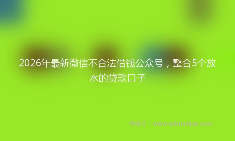 2026年最新微信不合法借钱公众号，整合5个放水的贷款口子