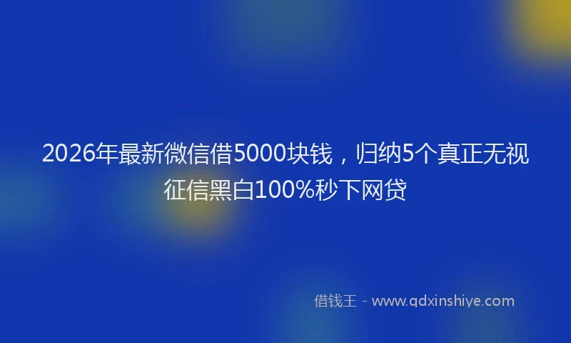 2026年最新微信借5000块钱，归纳5个真正无视征信黑白100%秒下网贷