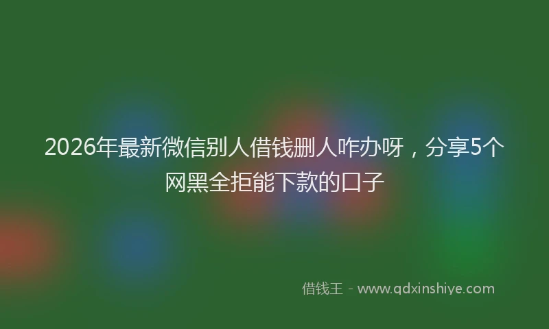 2026年最新微信别人借钱删人咋办呀，分享5个网黑全拒能下款的口子