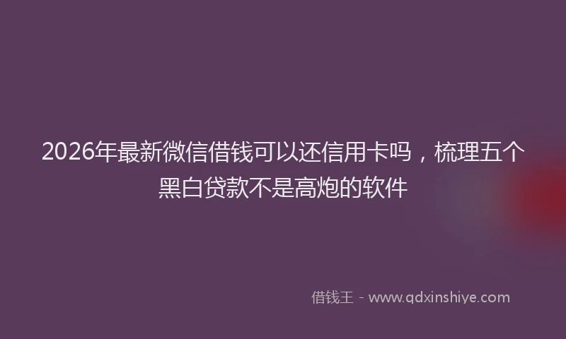 2026年最新微信借钱可以还信用卡吗，梳理五个黑白贷款不是高炮的软件