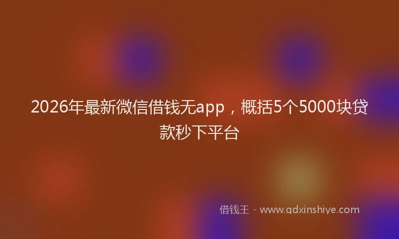 2026年最新微信借钱无app，概括5个5000块贷款秒下平台