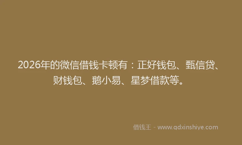 2026年的微信借钱卡顿有：正好钱包、甄信贷、财钱包、鹅小易、星梦借款等。