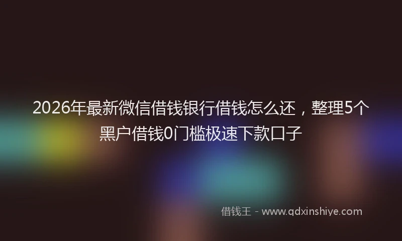 2026年最新微信借钱银行借钱怎么还，整理5个黑户借钱0门槛极速下款口子