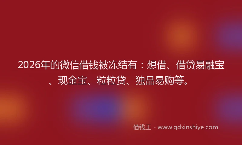 2026年的微信借钱被冻结有：想借、借贷易融宝、现金宝、粒粒贷、独品易购等。