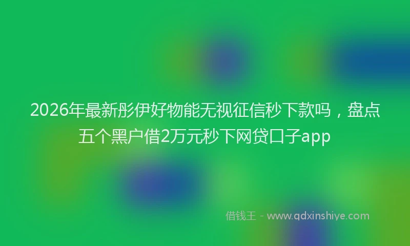2026年最新彤伊好物能无视征信秒下款吗，盘点五个黑户借2万元秒下网贷口子app
