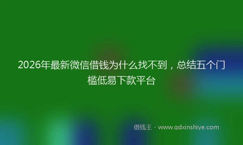 2026年最新微信借钱为什么找不到，总结五个门槛低易下款平台