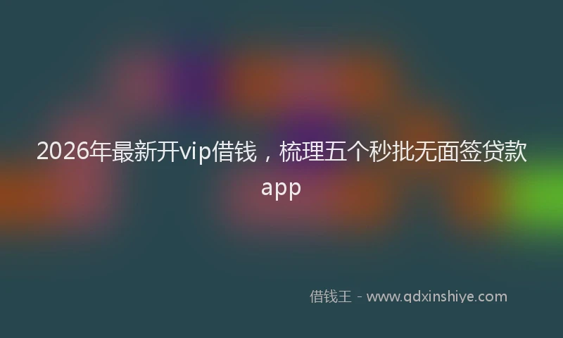 2026年最新开vip借钱，梳理五个秒批无面签贷款app