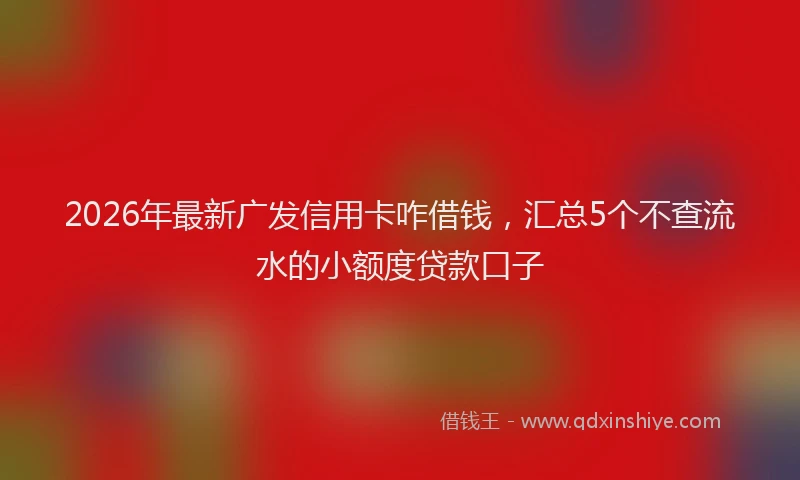 2026年最新广发信用卡咋借钱，汇总5个不查流水的小额度贷款口子