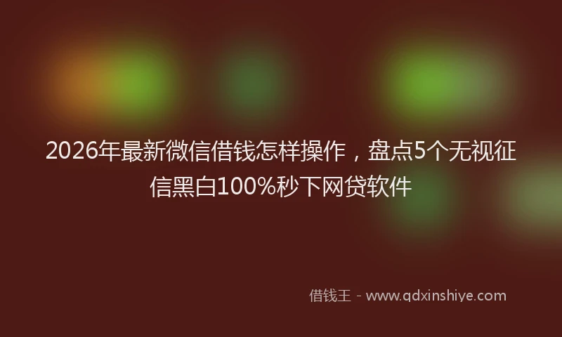 2026年最新微信借钱怎样操作，盘点5个无视征信黑白100%秒下网贷软件