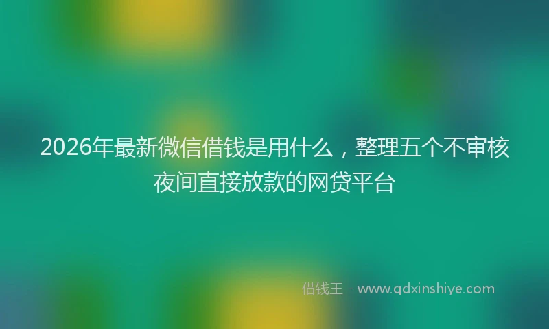 2026年最新微信借钱是用什么，整理五个不审核夜间直接放款的网贷平台