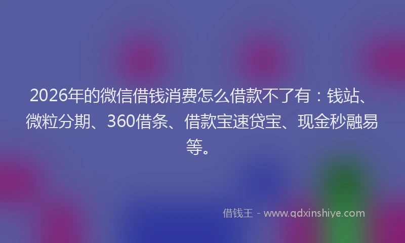 2026年的微信借钱消费怎么借款不了有：钱站、微粒分期、360借条、借款宝速贷宝、现金秒融易等。