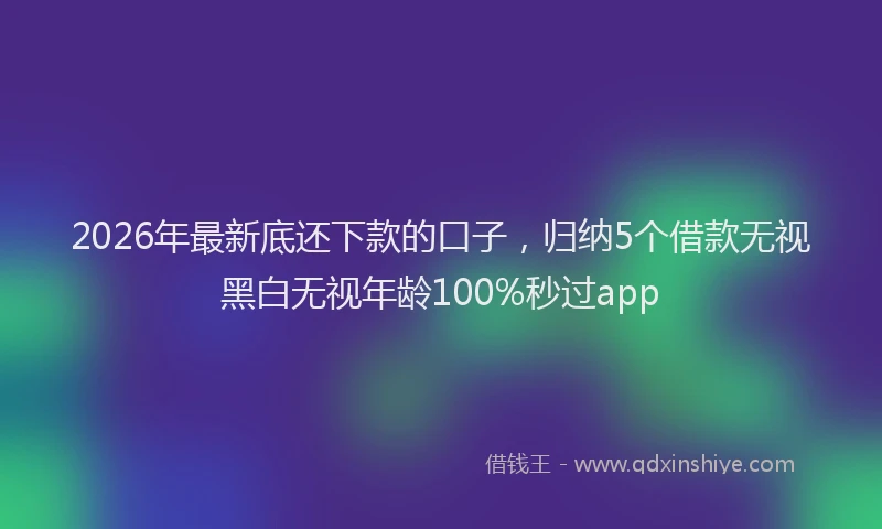 2026年最新底还下款的口子，归纳5个借款无视黑白无视年龄100%秒过app