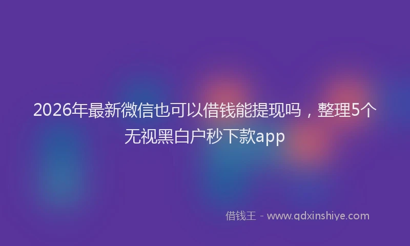 2026年最新微信也可以借钱能提现吗，整理5个无视黑白户秒下款app