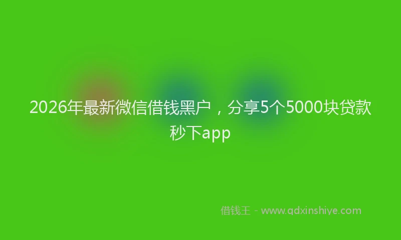 2026年最新微信借钱黑户，分享5个5000块贷款秒下app