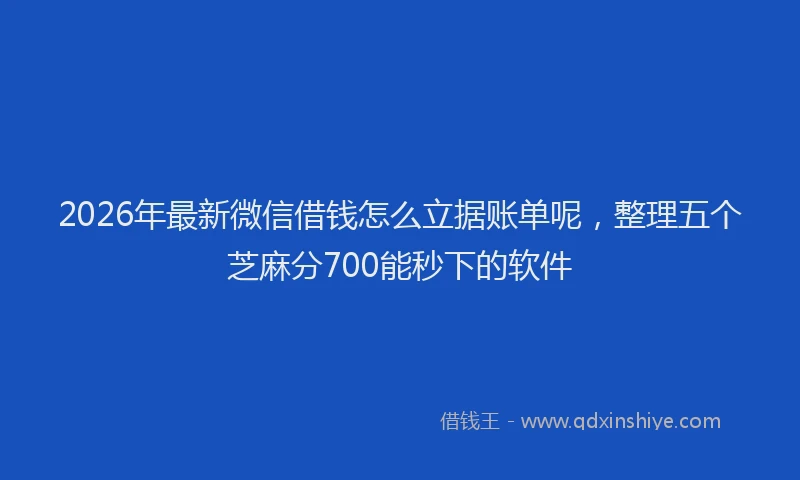 2026年最新微信借钱怎么立据账单呢，整理五个芝麻分700能秒下的软件