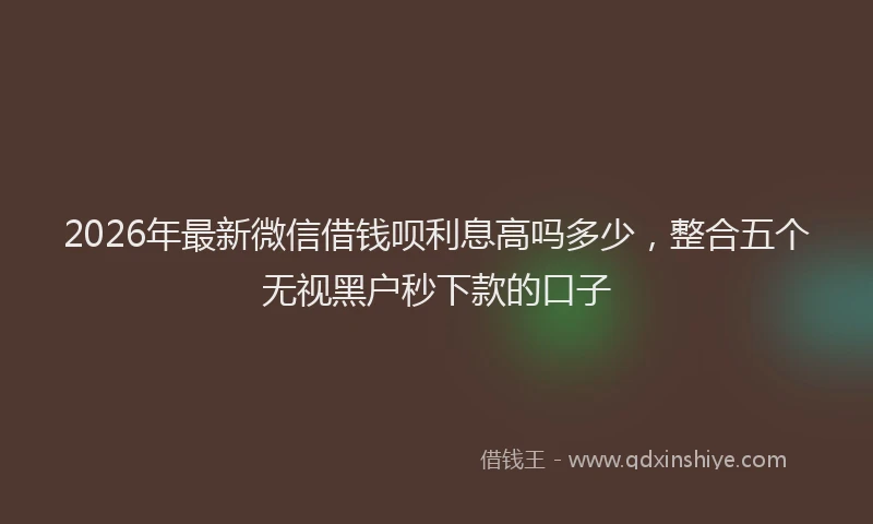 2026年最新微信借钱呗利息高吗多少，整合五个无视黑户秒下款的口子