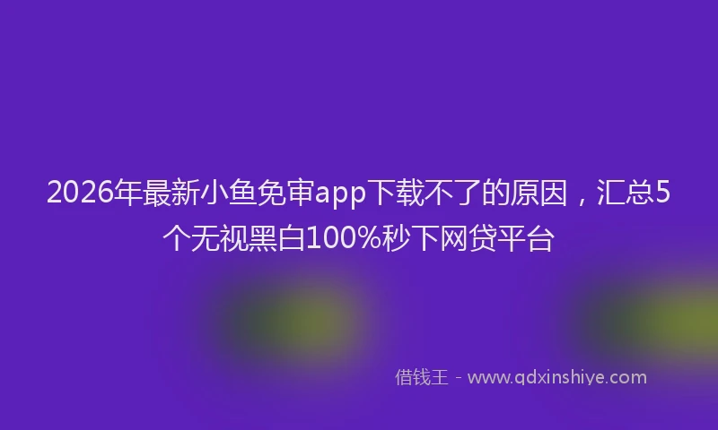 2026年最新小鱼免审app下载不了的原因，汇总5个无视黑白100%秒下网贷平台