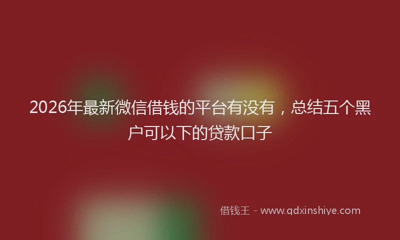 2026年最新微信借钱的平台有没有，总结五个黑户可以下的贷款口子