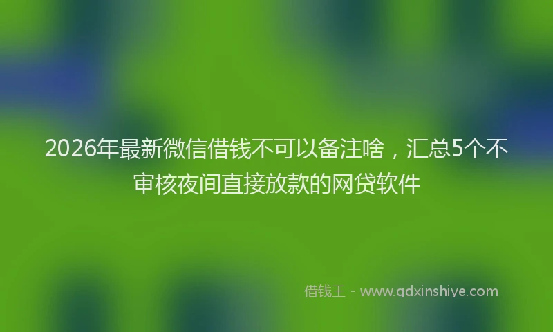 2026年最新微信借钱不可以备注啥，汇总5个不审核夜间直接放款的网贷软件