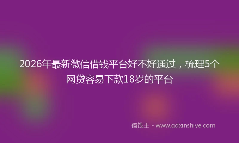 2026年最新微信借钱平台好不好通过，梳理5个网贷容易下款18岁的平台