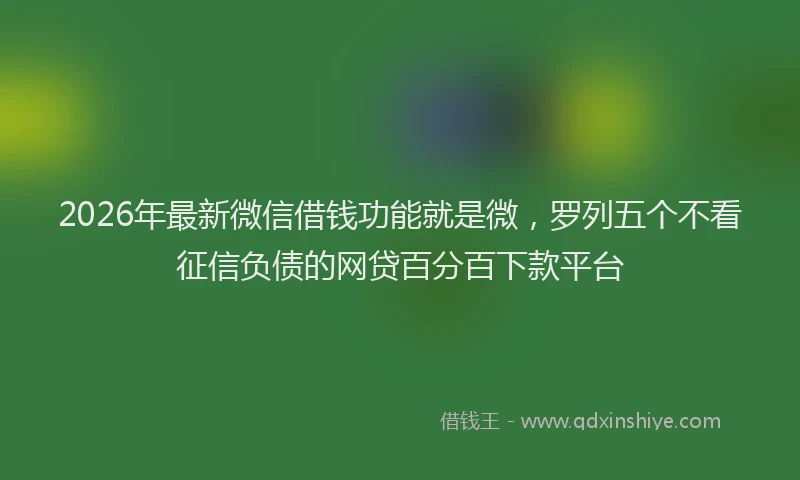 2026年最新微信借钱功能就是微，罗列五个不看征信负债的网贷百分百下款平台