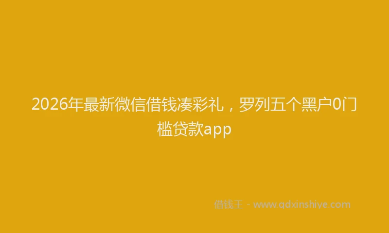 2026年最新微信借钱凑彩礼，罗列五个黑户0门槛贷款app