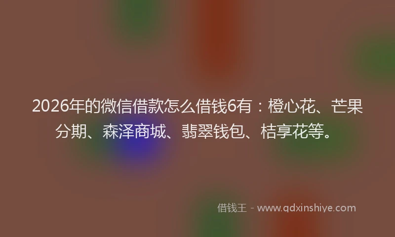 2026年的微信借款怎么借钱6有：橙心花、芒果分期、森泽商城、翡翠钱包、桔享花等。