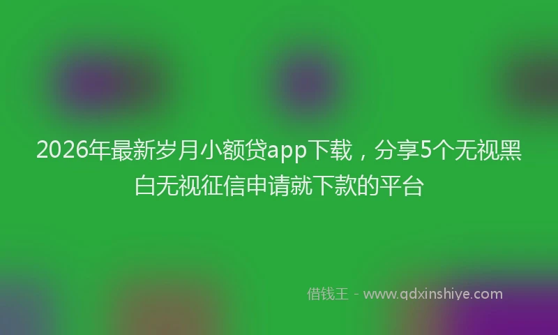 2026年最新岁月小额贷app下载，分享5个无视黑白无视征信申请就下款的平台