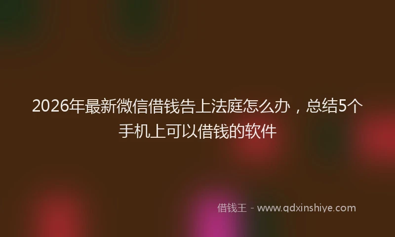 2026年最新微信借钱告上法庭怎么办，总结5个手机上可以借钱的软件