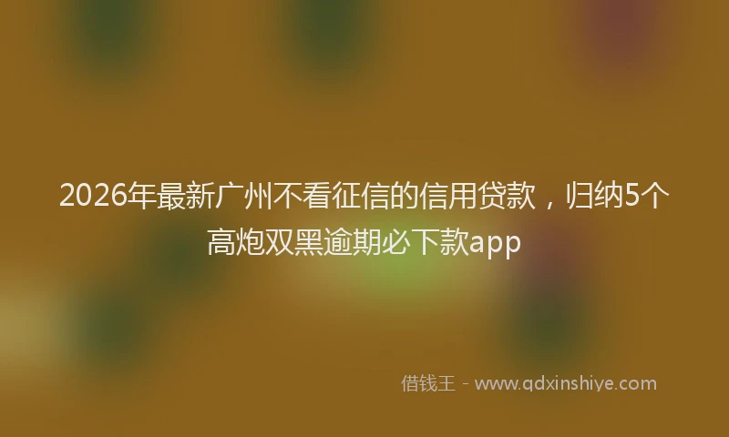 2026年最新广州不看征信的信用贷款，归纳5个高炮双黑逾期必下款app