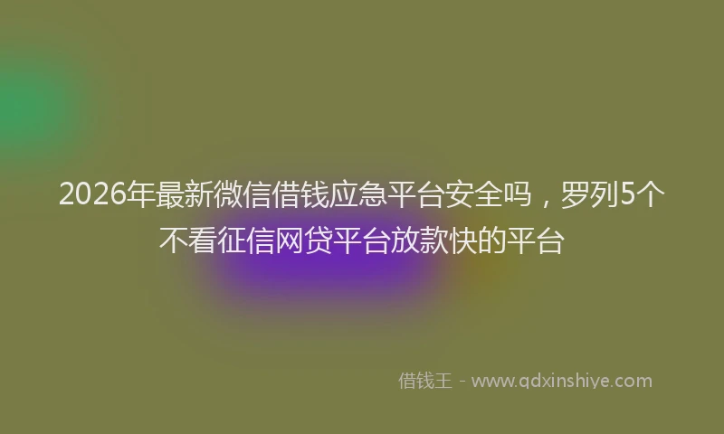 2026年最新微信借钱应急平台安全吗，罗列5个不看征信网贷平台放款快的平台