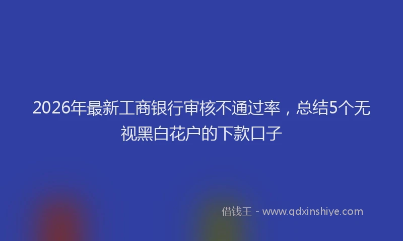 2026年最新工商银行审核不通过率，总结5个无视黑白花户的下款口子
