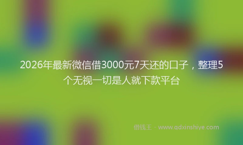2026年最新微信借3000元7天还的口子，整理5个无视一切是人就下款平台