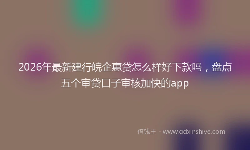 2026年最新建行皖企惠贷怎么样好下款吗，盘点五个审贷口子审核加快的app