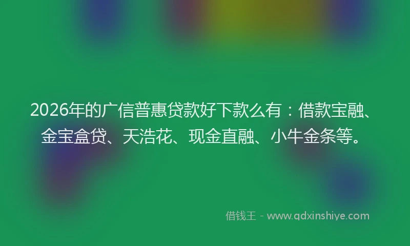 2026年的广信普惠贷款好下款么有：借款宝融、金宝盒贷、天浩花、现金直融、小牛金条等。