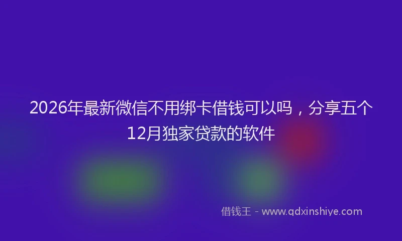 2026年最新微信不用绑卡借钱可以吗，分享五个12月独家贷款的软件