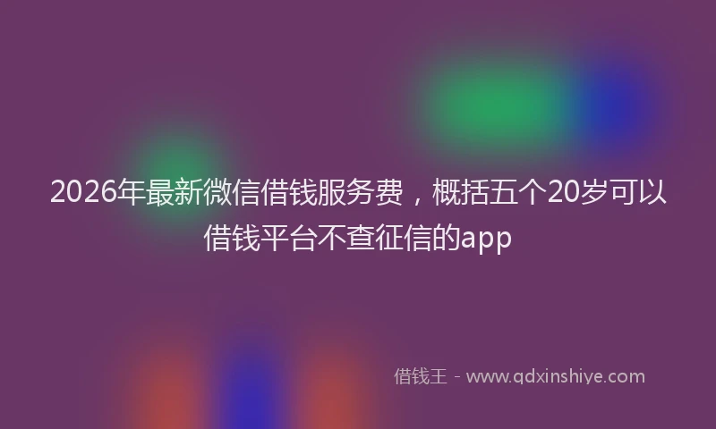 2026年最新微信借钱服务费，概括五个20岁可以借钱平台不查征信的app