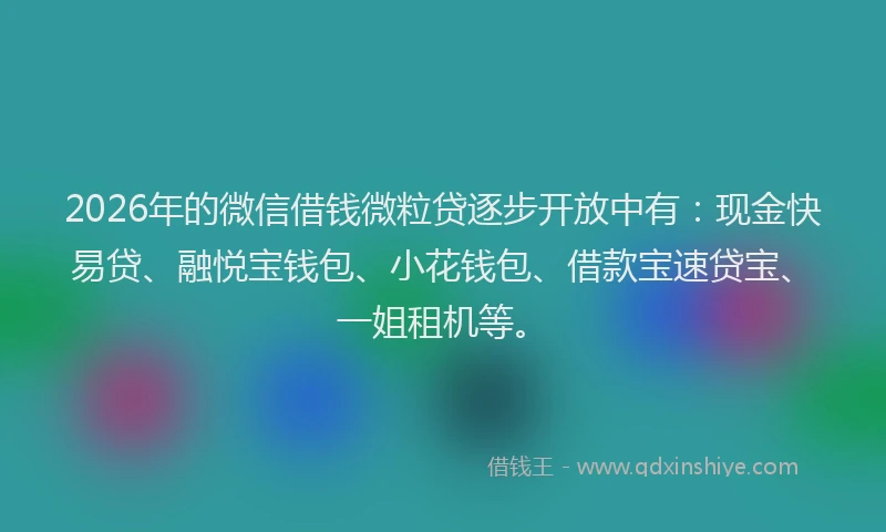 2026年的微信借钱微粒贷逐步开放中有：现金快易贷、融悦宝钱包、小花钱包、借款宝速贷宝、一姐租机等。
