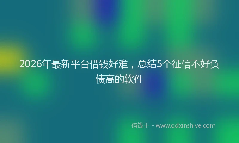 2026年最新平台借钱好难，总结5个征信不好负债高的软件