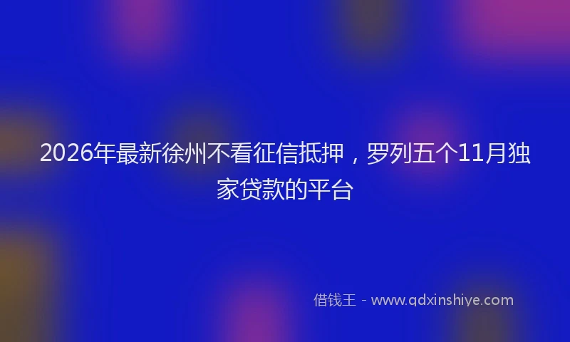 2026年最新徐州不看征信抵押，罗列五个11月独家贷款的平台