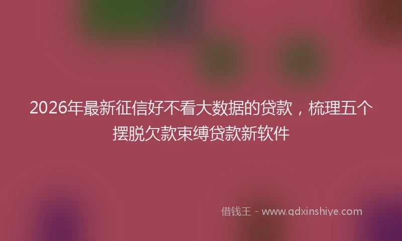 2026年最新征信好不看大数据的贷款，梳理五个摆脱欠款束缚贷款新软件