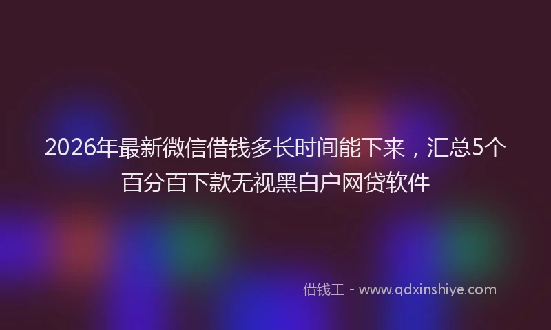 2026年最新微信借钱多长时间能下来，汇总5个百分百下款无视黑白户网贷软件
