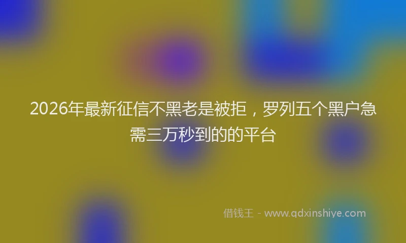 2026年最新征信不黑老是被拒，罗列五个黑户急需三万秒到的的平台