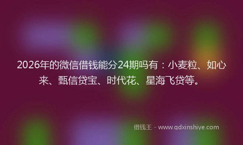 2026年的微信借钱能分24期吗有：小麦粒、如心来、甄信贷宝、时代花、星海飞贷等。