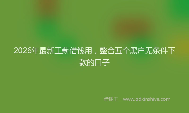 2026年最新工薪借钱用，整合五个黑户无条件下款的口子