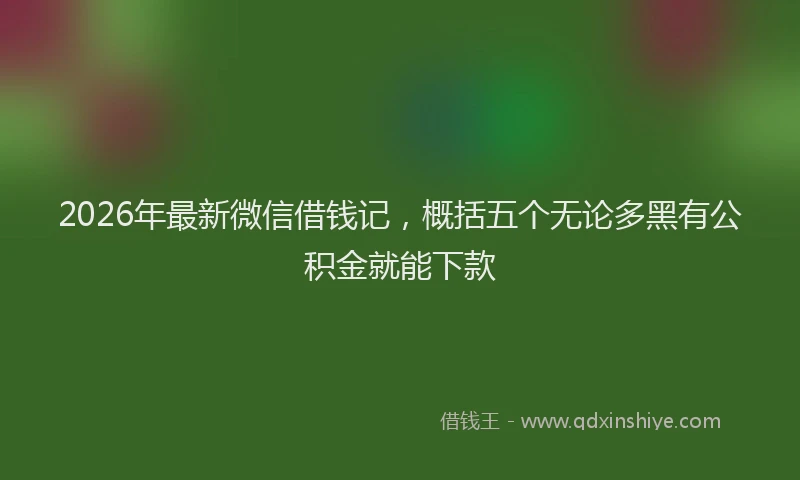 2026年最新微信借钱记，概括五个无论多黑有公积金就能下款