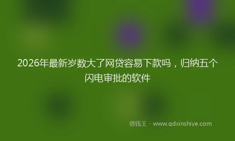 2026年最新岁数大了网贷容易下款吗，归纳五个闪电审批的软件
